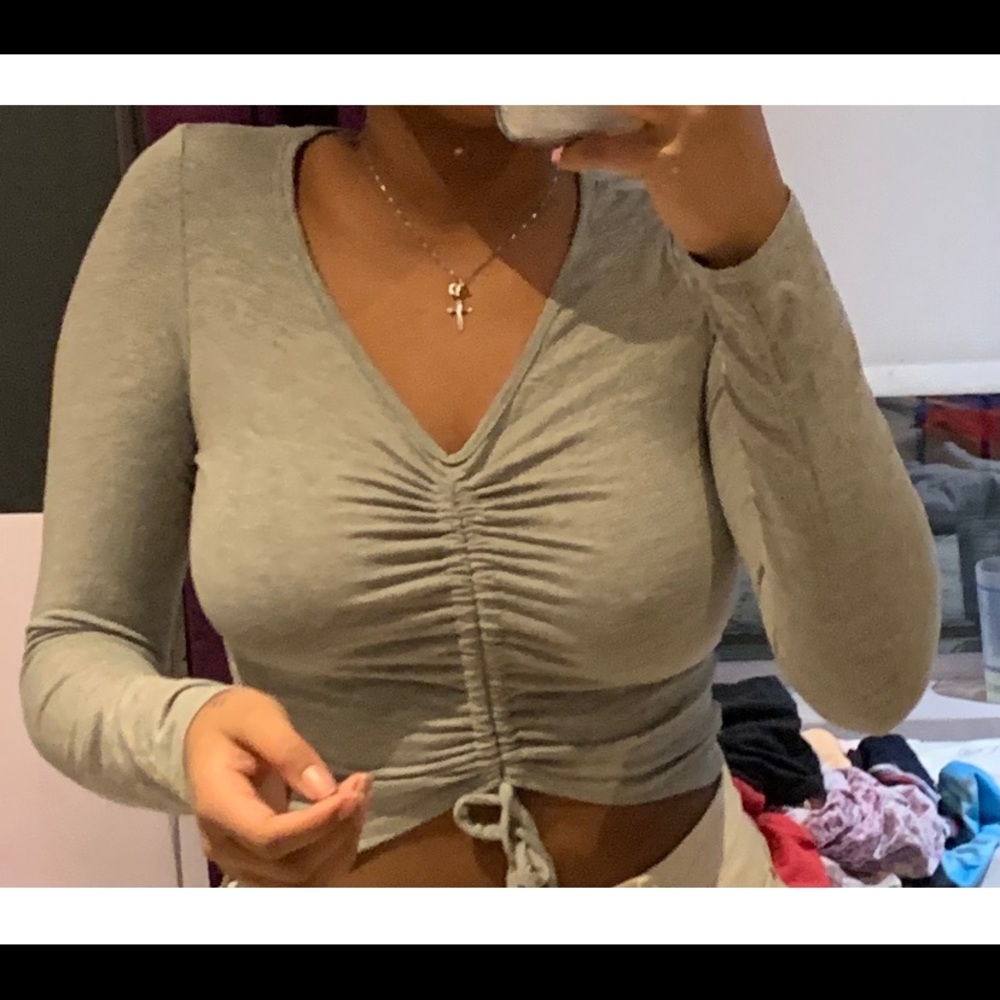 Drawstring long sleeve Croptop